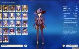 Conta Genshin Impact AR56 100% F2P - Mona c3, Xiao c1