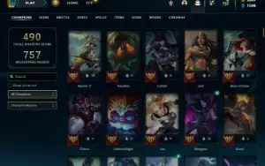 Unranked com TODOS os champs e 316 Skins + 1 Rara + 2800 RP
