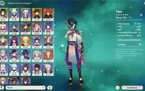 Conta Genshin AR 53 -> xiao diluc zhongli e mona