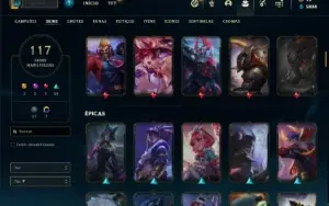 Conta ouro 2 com TODOS os champs e 117 Skins + 1300 RP