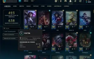 Conta ouro 2 com TODOS os champs e 117 Skins + 1300 RP