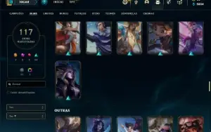Conta ouro 2 com TODOS os champs e 117 Skins + 1300 RP