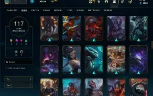 Conta ouro 2 com TODOS os champs e 117 Skins + 1300 RP