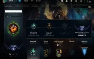 Conta Platina 4 com 77 skins e 77 champs +4 Prestigios
