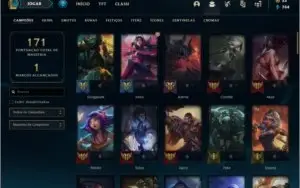 Conta Platina 4 com 77 skins e 77 champs +4 Prestigios
