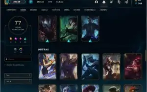 Conta Platina 4 com 77 skins e 77 champs +4 Prestigios