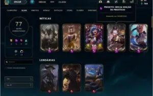 Conta Platina 4 com 77 skins e 77 champs +4 Prestigios
