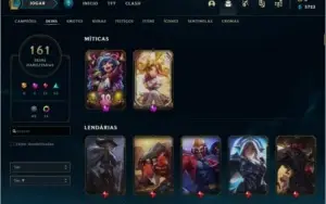 Conta league of legends platina 3 160 skins