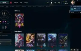 Conta LoL, platina 4, 118 skins, lvl 450.