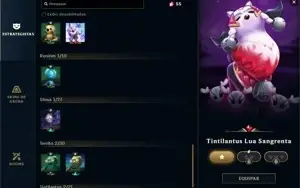 Conta LoL, platina 4, 118 skins, lvl 450.
