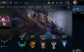 Conta LoL, platina 4, 118 skins, lvl 450.