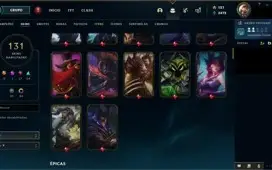 Conta LoL, platina 4, 118 skins, lvl 450.