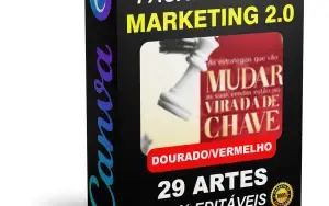 Pack Canva Marketing Digital Dourado e Vermelho Vol 1