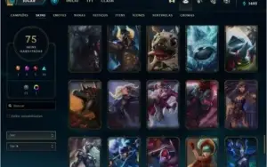 CONTA PLATINA 75 SKINS LEVEL 280+ QUASE FULL CHAMPS