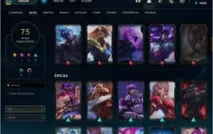 CONTA PLATINA 75 SKINS LEVEL 280+ QUASE FULL CHAMPS