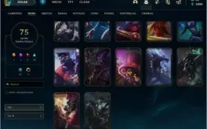 CONTA PLATINA 75 SKINS LEVEL 280+ QUASE FULL CHAMPS