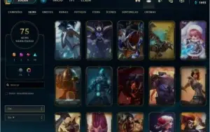 CONTA PLATINA 75 SKINS LEVEL 280+ QUASE FULL CHAMPS