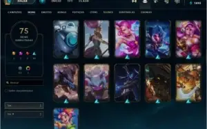 CONTA PLATINA 75 SKINS LEVEL 280+ QUASE FULL CHAMPS