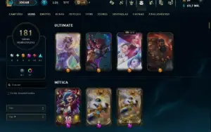 Prata 4 com TODOS os Champs e 181 Skins ( MID / ADC )