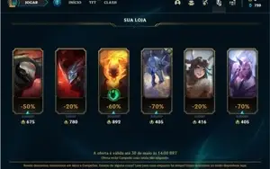 Conta platina 1 com 4 Skins e 24 Champs + 12 Espolios