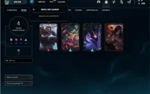 Conta platina 1 com 4 Skins e 24 Champs + 12 Espolios