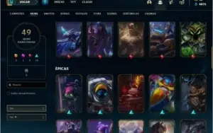 Conta bronze 4 com 49 skins e 109 champs