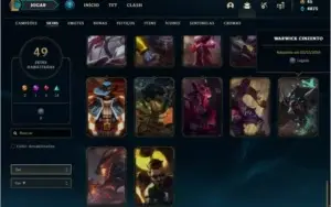 Conta bronze 4 com 49 skins e 109 champs
