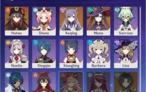 CONTA HUTAO KEQING MONA + PERSONAGENS 4 ESTRELAS - AR 32