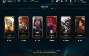 Conta ouro 4 com 21 Champs e 1 Skin + 15 Fragmentos