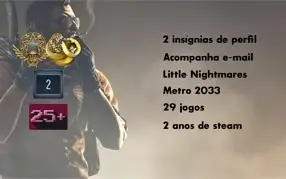 STEAM COM 29 JOGOS, METRO 2033 E LITTLE NIGHTMARES