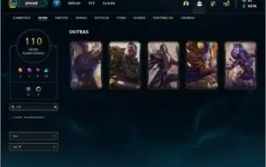 Conta platina 4 com 152 champs e 110 skins ( 5 vitoriosas )