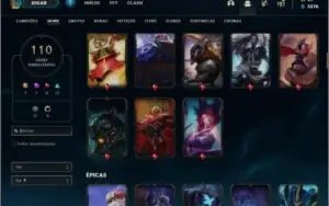 Conta platina 4 com 152 champs e 110 skins ( 5 vitoriosas )