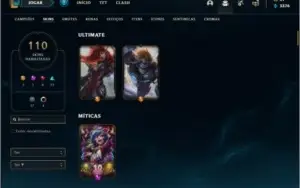 Conta platina 4 com 152 champs e 110 skins ( 5 vitoriosas )