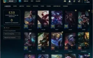 Conta platina 4 com 152 champs e 110 skins ( 5 vitoriosas )