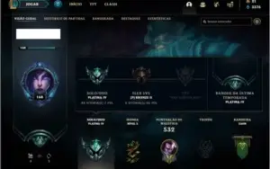 Conta platina 4 com 152 champs e 110 skins ( 5 vitoriosas )