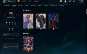 Conta ouro 1 com 150 champs e 95 skins ( 3 Ultimates )