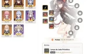 CONTA GENSHIN AR50 c/ HUTAO, LANÇA DE JADE, ATLAS, ZHONG E+
