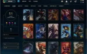 Conta unranked com 51 skins e 122 champs