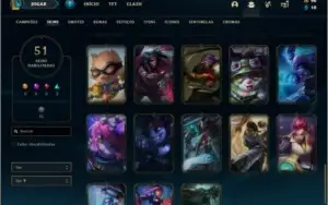 Conta unranked com 51 skins e 122 champs