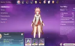 Contas Genshin Impact AR 5 com Yae Miko