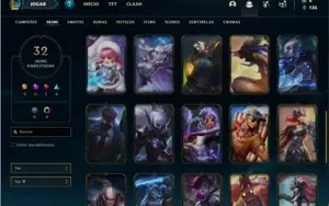Conta ouro 1 com 54 Champs e 32 Skins + 3 Fragmentos