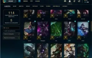 Conta ouro 1 com 54 Champs e 32 Skins + 3 Fragmentos