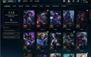 Conta ouro 1 com 54 Champs e 32 Skins + 3 Fragmentos