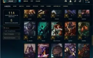 Conta ouro 1 com 54 Champs e 32 Skins + 3 Fragmentos