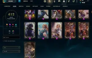 Unranked com TODOS os champs e 412 Skins + 9 Prestigios
