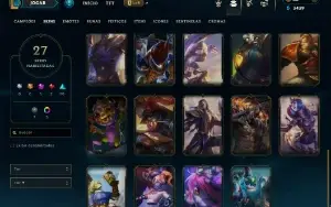 Mestre com 70 Champs e 23 Skins + 5 Vitoriosas