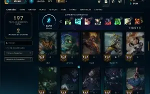 Mestre com 70 Champs e 23 Skins + 5 Vitoriosas
