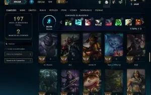 Mestre com 70 Champs e 23 Skins + 5 Vitoriosas
