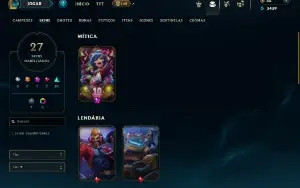 Mestre com 70 Champs e 23 Skins + 5 Vitoriosas