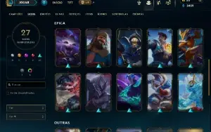 Mestre com 70 Champs e 23 Skins + 5 Vitoriosas